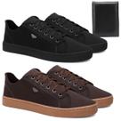 Kit 2 Sapatênis Masculino Casual Preto e Marrom Confortável Antiderrapante Básico com Carteira