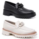 Kit 2 Sapato Feminino Plataforma Mocassim Estilo Oxford