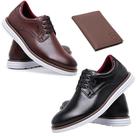 Kit 2 Sapato Oxford Social Elegante Bico Redondo Casamento Esporte Fino Palmilha EVA Com Carteira