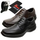 Kit 2 Sapatos de Couro Gmm Solado Confort Macio Costurado Masculinos + Cinto + Carteira