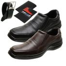 Kit 2 Sapatos Ortopédico Masculino Casual em Couro Solado Borracha Costurado + Carteira + Cinto