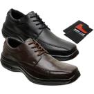 Kit 2 Sapatos Social Ortopédico Cadarço Oxford Masculino Couro + Carteira