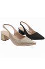 Kit 2 Scarpin Slingback Aberto Atras Salto Baixo Brilho