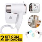 Kit 2 Secador De Cabelo Gold 2000w Ion Quente Frio Parede Hotel Academia Banheiro Anti Furto Desligamento Automático