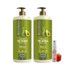 Kit 2 Shampoo Tratamento restaurador Pós Quimica 1 L Bio Extratus + Presente Lourre 15ml