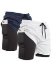 Kit 2 Short 2 em 1 Compressão Masculino Fitness Confortável para Academia e Corrida
