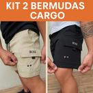 kit 2 Short Cargo bermuda Masculino de Elastano 4 Bolsos