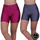Kit 2 Short Cintura Alta Academia Fitness 3D-c2 KIT 2 SHORT MIRELA CINZA E PINK
