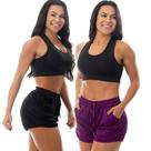 Kit 2 Short Corrida Feminino Treino Academia Esportivo Bolso