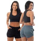 Kit 2 Short Corrida Treino Academia Esportivo Bolso Feminino