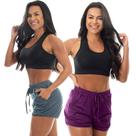 Kit 2 Short Esportivo Corrida Treino Academia Bolso Feminino