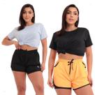 Kit 2 Short Feminino 2 em 1 Duplo Esportivo Academia Bolso
