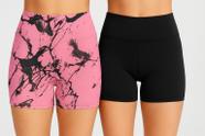 Kit 2 Shortinho Marmorizado + Liso Curto Tendência Feminina