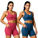 KIT 2 SHORTS Bermuda Leg Legging LISO com BOLSO Suplex Reforçado Fitness Academia Yoga 1054
