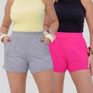 Kit 2 Shorts de Malha com Bolso Curtinho Moda Feminina Verão
