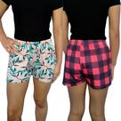 Kit 2 Shorts Femininos Curtos Soltinhos Elástico Estampas Sortidas Canelado PP ao Plus Size