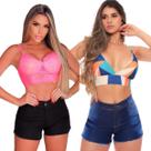 Kit 2 Shorts Jeans Feminino Premium Hot Pants Cintura Alta Kit 2 Shorts Jeans Feminino Premium Hot Pants Cintura Alta