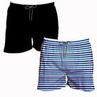 Kit 2 Shorts Masculino Basico e Estampado Preto Listrado