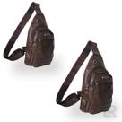 Kit 2 Shoulder Bag Transversal Marrom Escuro Pochete Masculina