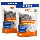 Kit 2 Silica Higienica Grossa 3,2Kg Areia Gato Cristal Pet