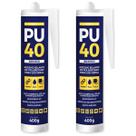 Kit 2 Silicone Selante Pu 40 Alumínio Madeira Pvc Calha