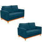 kit 2 Sofa 03 Lugares Berlin 182 cm Base Madeira Linho