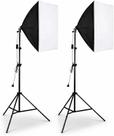 Kit 2 Softbox 50x70cm com Tripé 2m Soquete E27 Bivolt Iluminação Fotográfica para Estúdio, Gravações, Lives e Vídeos