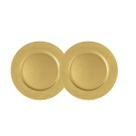 Kit 2 Sousplat De Chá Dourado 25Cm Diâmetro Rafimex