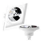 Kit 2 Spot Embutir Quadrado Recuado Ar111 Branco + Lâmpada Led 12w 2700k