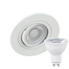 Kit 2 Spot Embutir Redondo Face Plana Dicroica MR16 Branco + Lâmpada Dicroica 4,8w 4000k