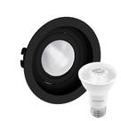 Kit 2 Spot Embutir Redondo Recuado Par20 Preto + Lâmpada Led 4,8w 4000k