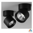 Kit 2 Spot Sobrepor Preto Redondo Direcionável 20w 3000k