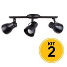 Kit 2 Spot Trilho Octa Plus Preto 3xE27 Bivolt