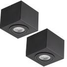 Kit 2 Spots Sobrepor Quadrado Preto Dital Box Aluzinc Teto