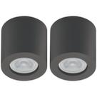 Kit 2 Spots Sobrepor Redondos Pretos Bivolt MR16 Luminárias Teto Baixa Dital Zoom Salas Quartos