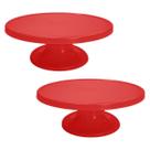 Kit 2 Suporte Bolo Boleira Pé Liso Médio Sobremesa Vermelho