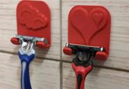 Kit 2 Suporte Para Aparelho De Barbear Com Símbolos. Lamina Gillette Prestobarba. Vermelho