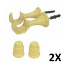 Kit 2 Suporte para Varão Cortina com Ponteira 28mm Marfim