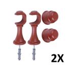 Kit 2 Suporte para Varão Cortina com Ponteira 28mm Mogno