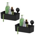 Kit 2 Suporte Porta Shampoo Cesto Organizador Multiuso Parede Com Ventosa Banheiro Preto - Future Kit 2 Suporte Porta Shampoo Cesto Organizador Multiuso Parede Com Ventosa Banheiro Preto - Future
