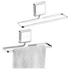 Kit 2 Suporte Porta Toalha Toalheiro 25cm Banheiro Adesivo Dupla Face Cromado - Future