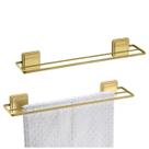 Kit 2 Suporte Porta Toalha Toalheiro Duplo 45cm Banheiro Adesivo Dupla Face Dourado - Future