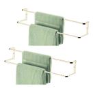 Kit 2 Suporte Porta Toalha Toalheiro Duplo 60cm De Parede Banheiro Dourado - Future