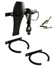 Kit 2 Suporte Secador De Cabelo Aço Reforçado Organizador Banheiro Preto