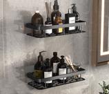 Kit 2 Suportes de Shampoo Preto Luxo De Alumínio 2 Camadas Para Banheiro Montado Sem Furar a Parede Prateleira