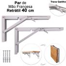 Kit 2 Suportes Mão Francesa Cantoneira Dobrável Retrátil Reforçada Prateleira Mesa 40cm