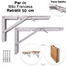 Kit 2 Suportes Mão Francesa Cantoneira Dobrável Retrátil Reforçada Prateleira Mesa 50cm
