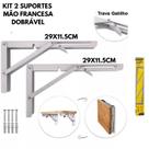 Kit 2 Suportes Mão Francesa Dobrável Tamanho pequeno 29X11cm Kit 2 Suportes Mão Francesa Dobrável Tamanho pequeno 29X11cm