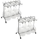 Kit 2 Suportes Porta Taças de Vinho Preto 16x27cm Aramado de Mesa Bancada