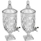 Kit 2 Suqueiras de Cristal com Pé 5L Diamond Lyor Torneira Dispenser Bebidas Incolor Kit 2 Suqueiras de Cristal com Pé 5L Diamond Lyor Torneira Dispenser Bebidas Incolor